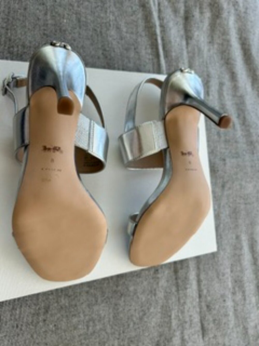 COACH Metallic Silver Heeled Sandals – Size 8 - Picture 7 of 16